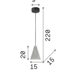 Lampade A Sospensione-Ideal Lux Oil2 sp1 lampada a sospensione cono cemento industriale
