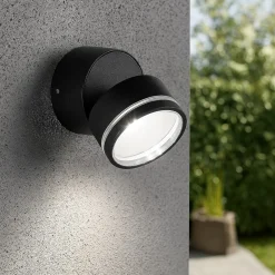 Applique Da Esterno-Ideal Lux Omega ap round applique per esterno nero led 7w 4000k