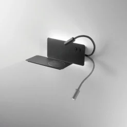 Applique Camera Da Letto-Ondaluce ap flat applique da comodino presa usa led orientabile nero destra