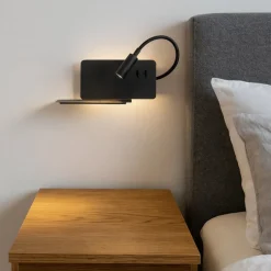 Applique Camera Da Letto-Ondaluce ap flat applique da comodino presa usa led orientabile nero destra