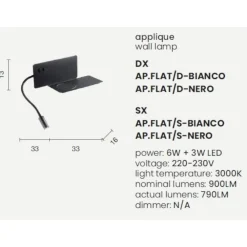 Applique Camera Da Letto-Ondaluce ap flat applique per camera da letto bianca multifunzione sinistra led