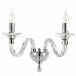 Applique Da Parete-Ondaluce ap gala applique classica due luci per soggiorno vetro dettagli cromo