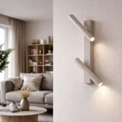 Applique Da Parete-Ondaluce applique da parete tortora teddy due luci led orientabili 3000k dimmerabile