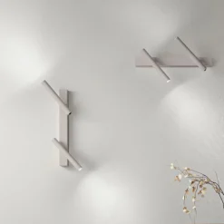 Applique Da Parete-Ondaluce applique da parete tortora teddy due luci led orientabili 3000k dimmerabile
