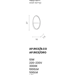 Applique Da Parete-Ondaluce ap rice applique led oro design cerchio moderna