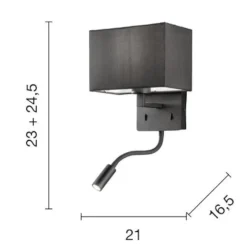 Applique Camera Da Letto-Ondaluce ap shadow applique per comodino camera da letto led orientabile nera