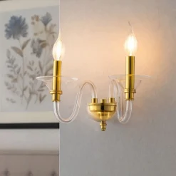 Applique Camera Da Letto-Ondaluce ap tebe 2 oro applique per camera da letto vetro due luci