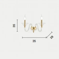Applique Camera Da Letto-Ondaluce ap tebe 2 oro applique per camera da letto vetro due luci