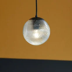 Lampade A Sospensione-Ondaluce bella lampada a sospensione sfera vetro trasparente 15cm