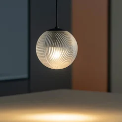 Lampade A Sospensione-Ondaluce bella lampada a sospensione sfera vetro trasparente 24cm