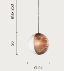 Lampade A Sospensione-Ondaluce bella lampada a sospensione sfera vetro trasparente 24cm