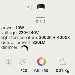Plafoniere Moderne-Ondaluce boiler mini plafoniera led 10w 3000k 4000k bianca rotonda