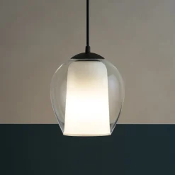 Lampade A Sospensione-Ondaluce bonnie so 1 lampada sospensione vetro trasparente base nero