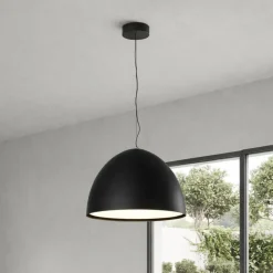 Lampadari Cucina-Ondaluce cupola nero lampadario da cucina moderna led 50w 3000k