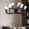 Lampadari Moderni-Ondaluce derby grande lampadario contemporaneo nero sfere vetro bianco
