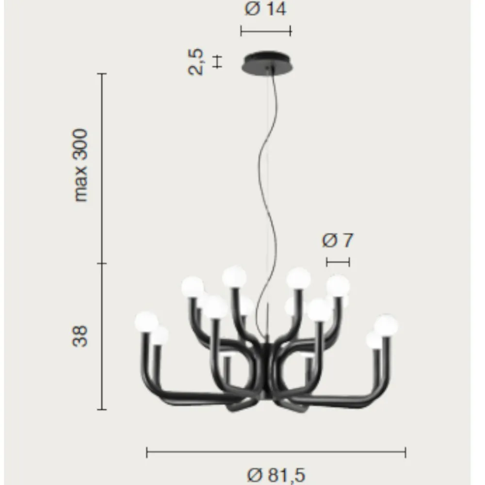 Lampadari Moderni-Ondaluce derby grande lampadario contemporaneo nero sfere vetro bianco