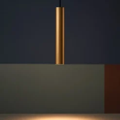 Lampade A Sospensione-Ondaluce filo pc lampada a sospensione cilindrica 30cm oro sabbiato gu10
