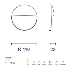 Segnapasso Led-Ondaluce free round segnapasso a parete bianco per esterno led 4000k ip54