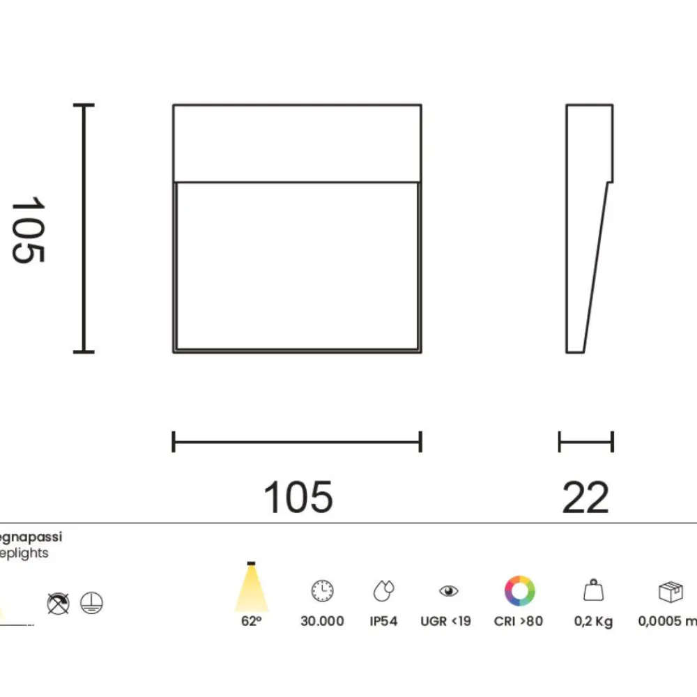 Segnapasso Led-Ondaluce Onda luce free square segnapasso da esterno antracite led 3w 4000k ip54