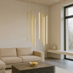 Lampadari Moderni-Ondaluce genius lampadario oro design moderno per soggiorno