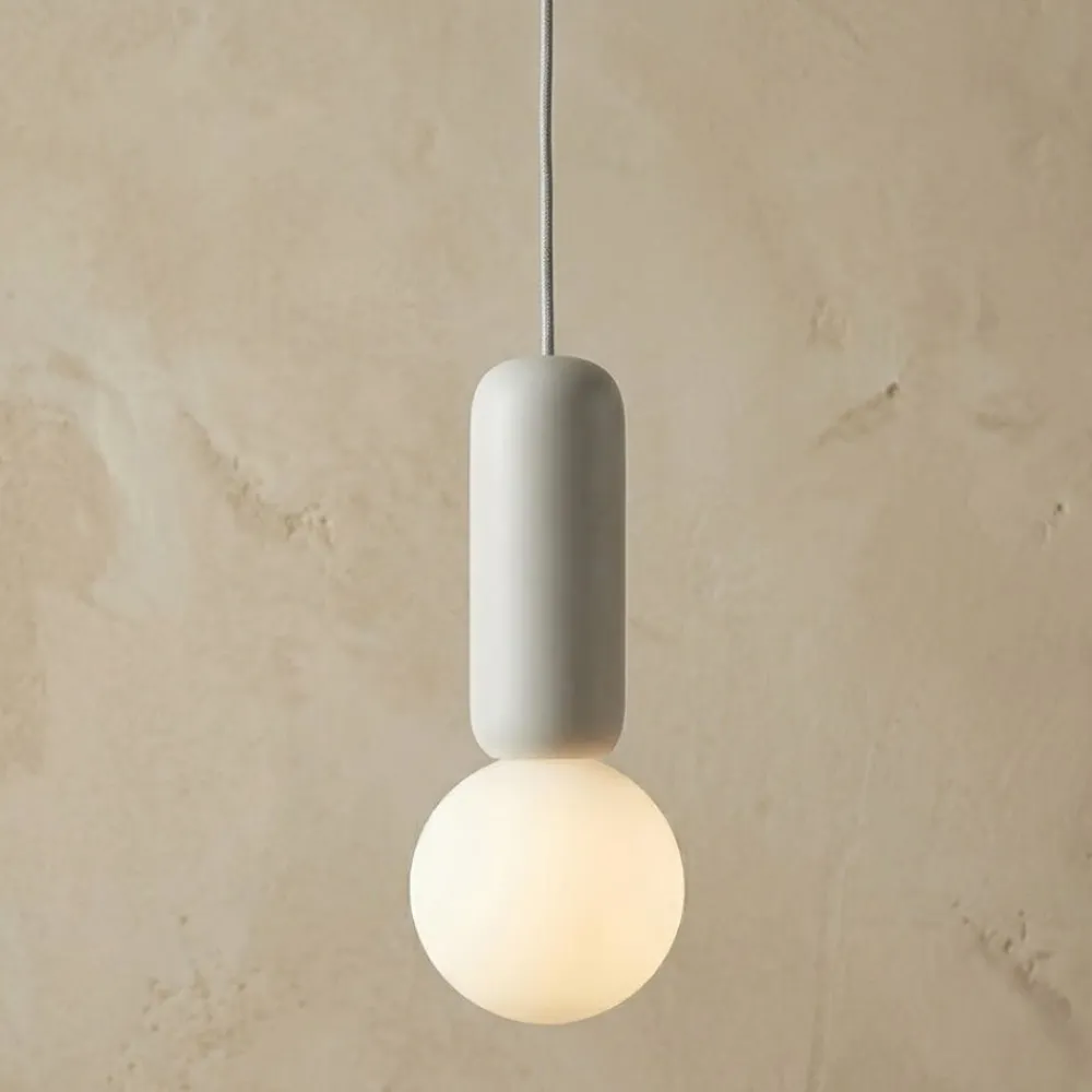 Lampade A Sospensione-Ondaluce lampada a sospensione moderna rock cemento bianco sfera vetro