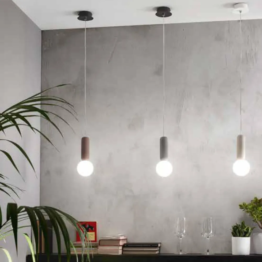 Lampade A Sospensione-Ondaluce lampada a sospensione moderna rock cemento bianco sfera vetro