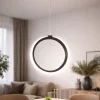 Lampade A Sospensione-Ondaluce lampada a sospensione pinta nera cerchio led 3000k dimmerabile