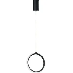 Lampade A Sospensione-Ondaluce lampada a sospensione pinta nera cerchio led 3000k dimmerabile