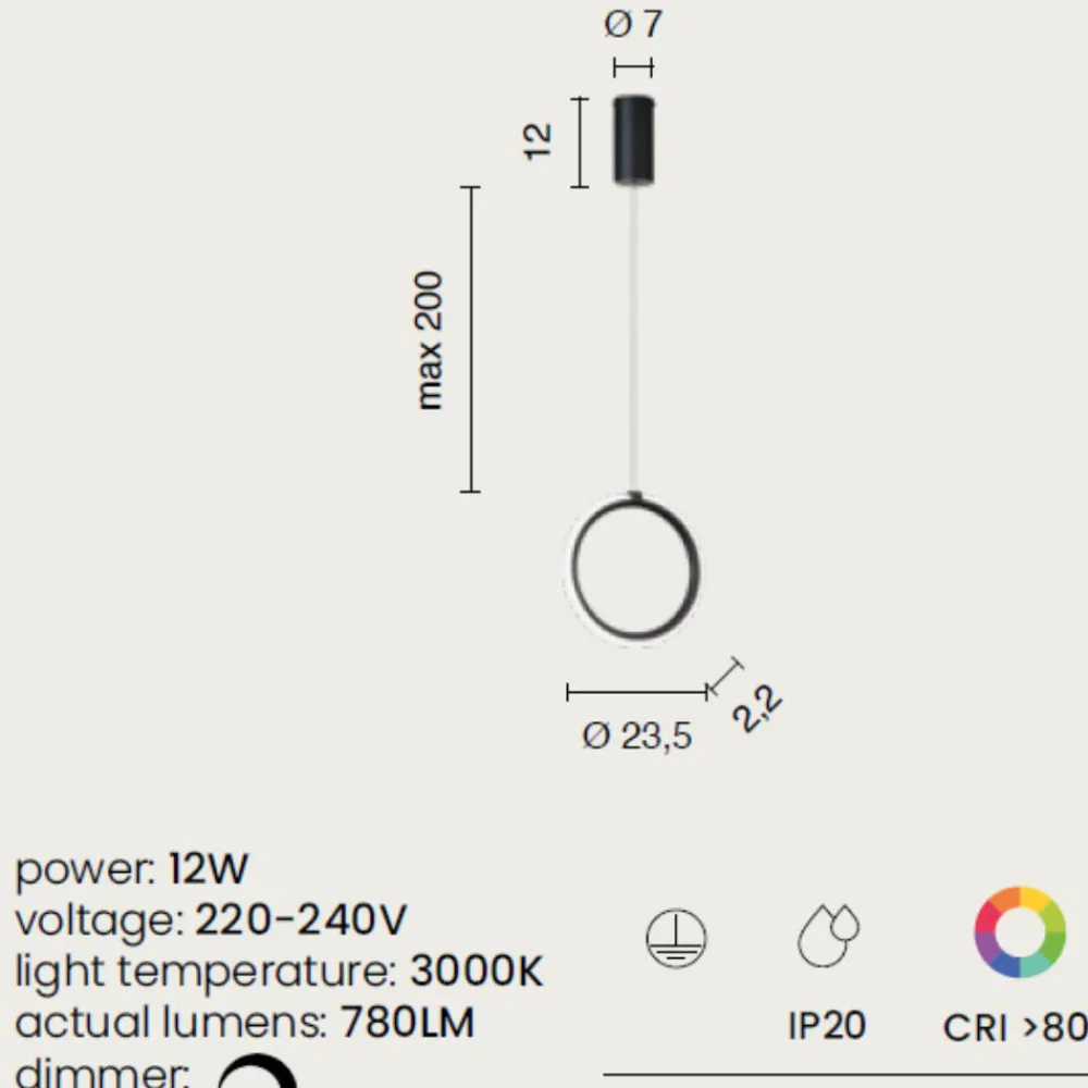 Lampade A Sospensione-Ondaluce lampada a sospensione pinta anello led oro 12w 3000k dimmerabile