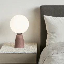 Abat Jour-Ondaluce lampada da comodino abat-jour cemento rosso vetro bianco moderna