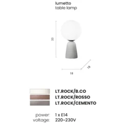 Abat Jour-Ondaluce lampada da comodino abat-jour cemento rosso vetro bianco moderna