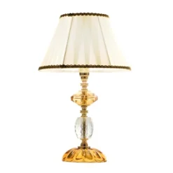 Lampade Da Tavolo-Ondaluce lampada da tavolo classica in vetro cristallo ambra
