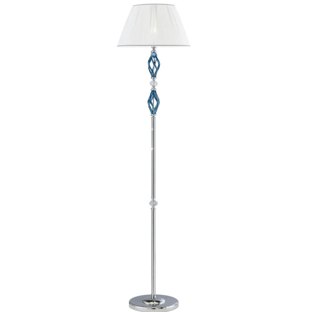Lampade Da Terra-Ondaluce 1306 lampada da terra contemporanea cromo e vetri ottanio
