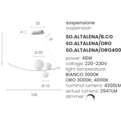 Lampadari Moderni-Ondaluce lampadario altalena led 48w oro 4000k design