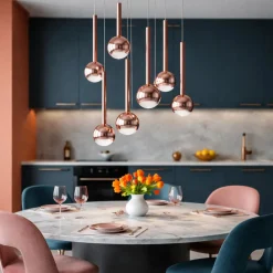 Lampadari Moderni-Ondaluce lampadario a sospensione aura 7 luci vetro marrone led 3000k dimmerabile