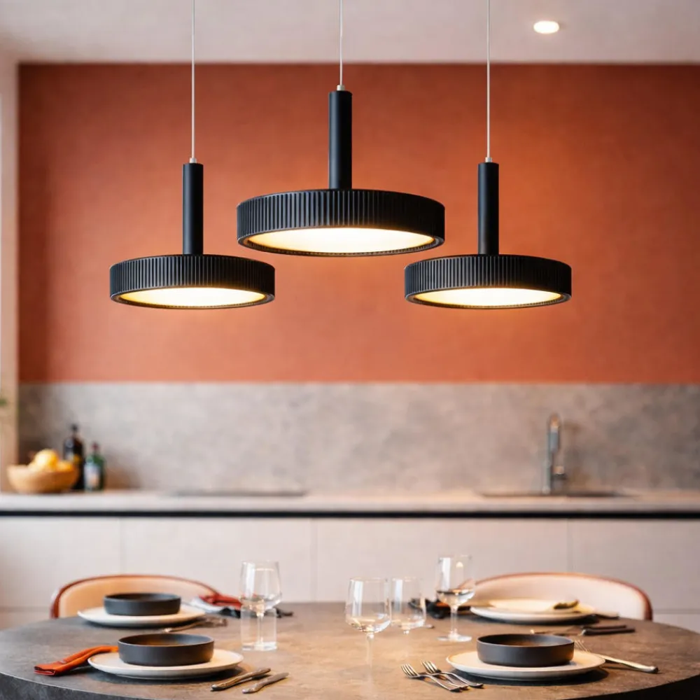 Lampadari Cucina-Ondaluce lampadario da cucina nina 3 luci nere led 24w 3000k dimmerabile