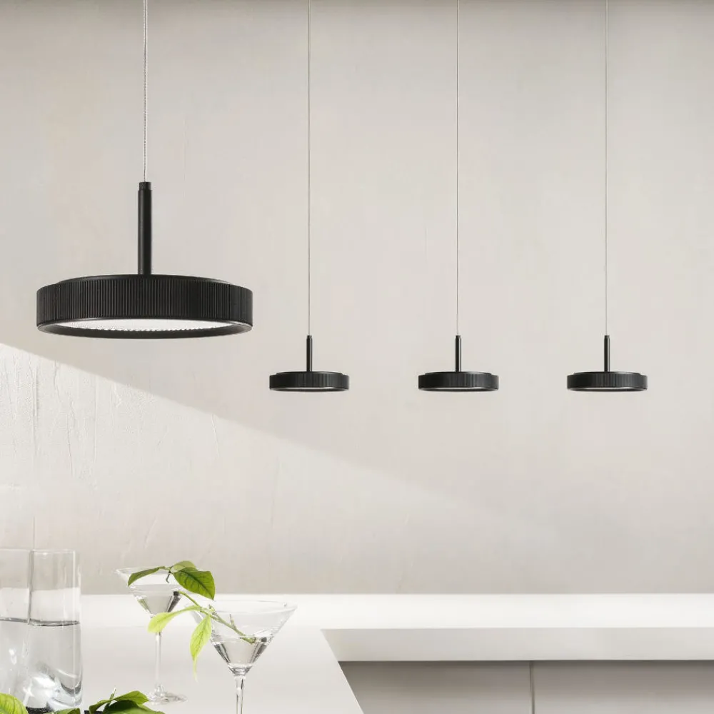 Lampadari Cucina-Ondaluce lampadario da cucina nina 3 luci nere led 24w 3000k dimmerabile