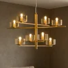 Lampadari Moderni-Ondaluce lampadario figaro oro per salone vetri ambra