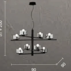 Lampadari Moderni-Ondaluce lampadario figaro oro per salone vetri ambra