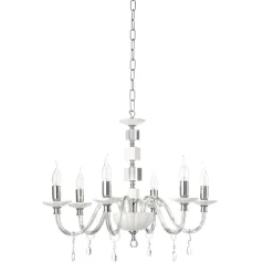 Lampadari Moderni-Ondaluce lampadario livia sei luci vetro bianco e cristalli