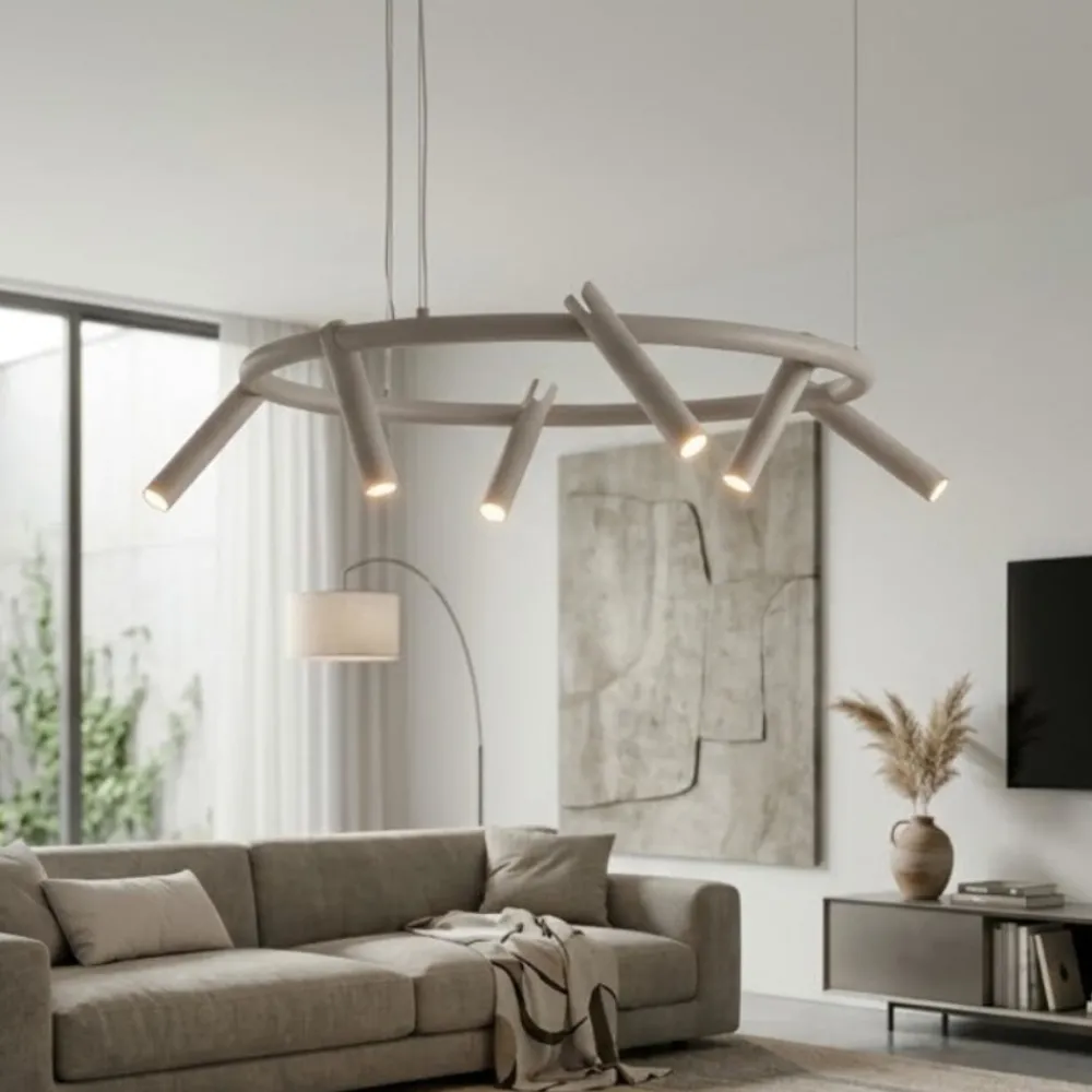 Lampadari Moderni-Ondaluce lampadario moderno teddy 6 luci orientabili tortora led 3000k dimmerabile