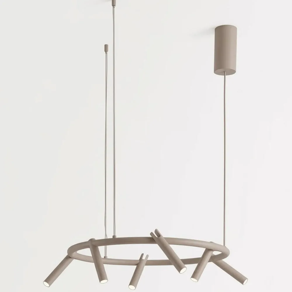 Lampadari Moderni-Ondaluce lampadario moderno teddy 6 luci orientabili tortora led 3000k dimmerabile