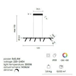 Lampadari Moderni-Ondaluce lampadario moderno a sospensione teddy 6 luci orientabili tortora led 3000k dimmerabile