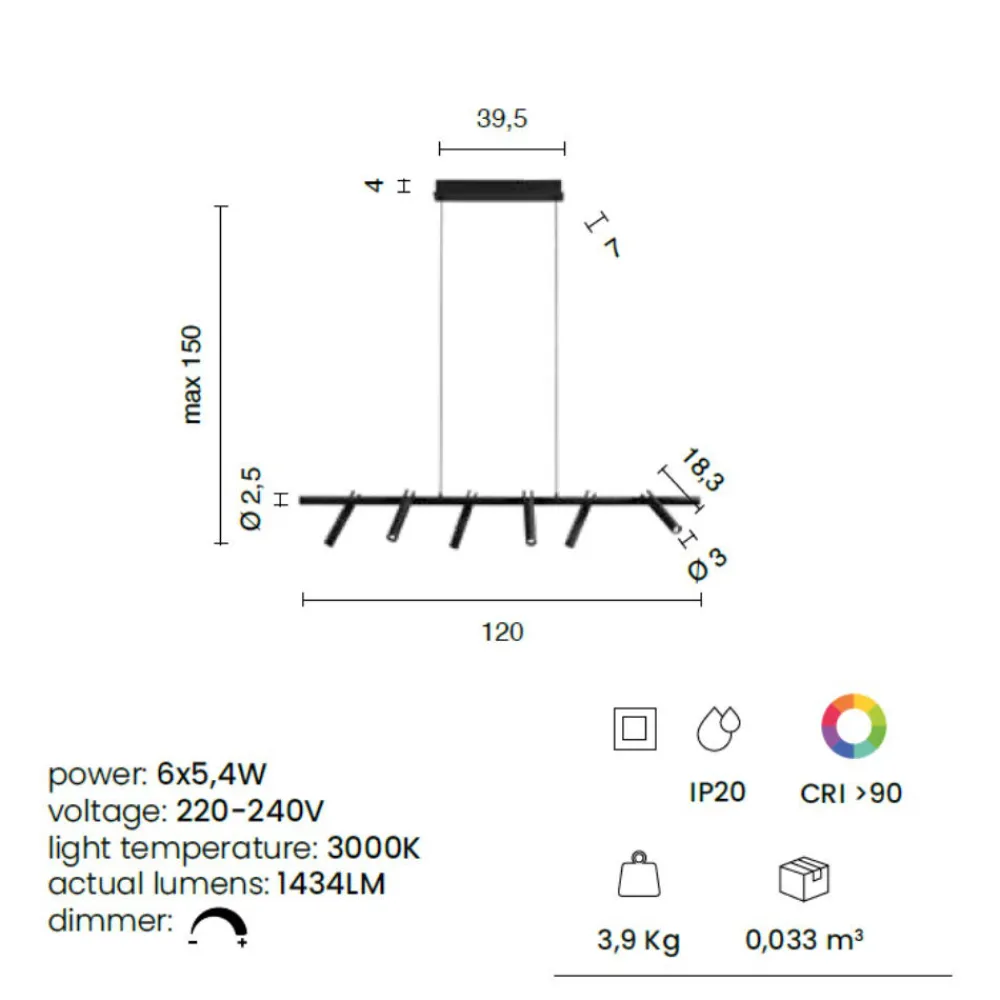 Lampadari Moderni-Ondaluce lampadario moderno a sospensione teddy 6 luci orientabili tortora led 3000k dimmerabile