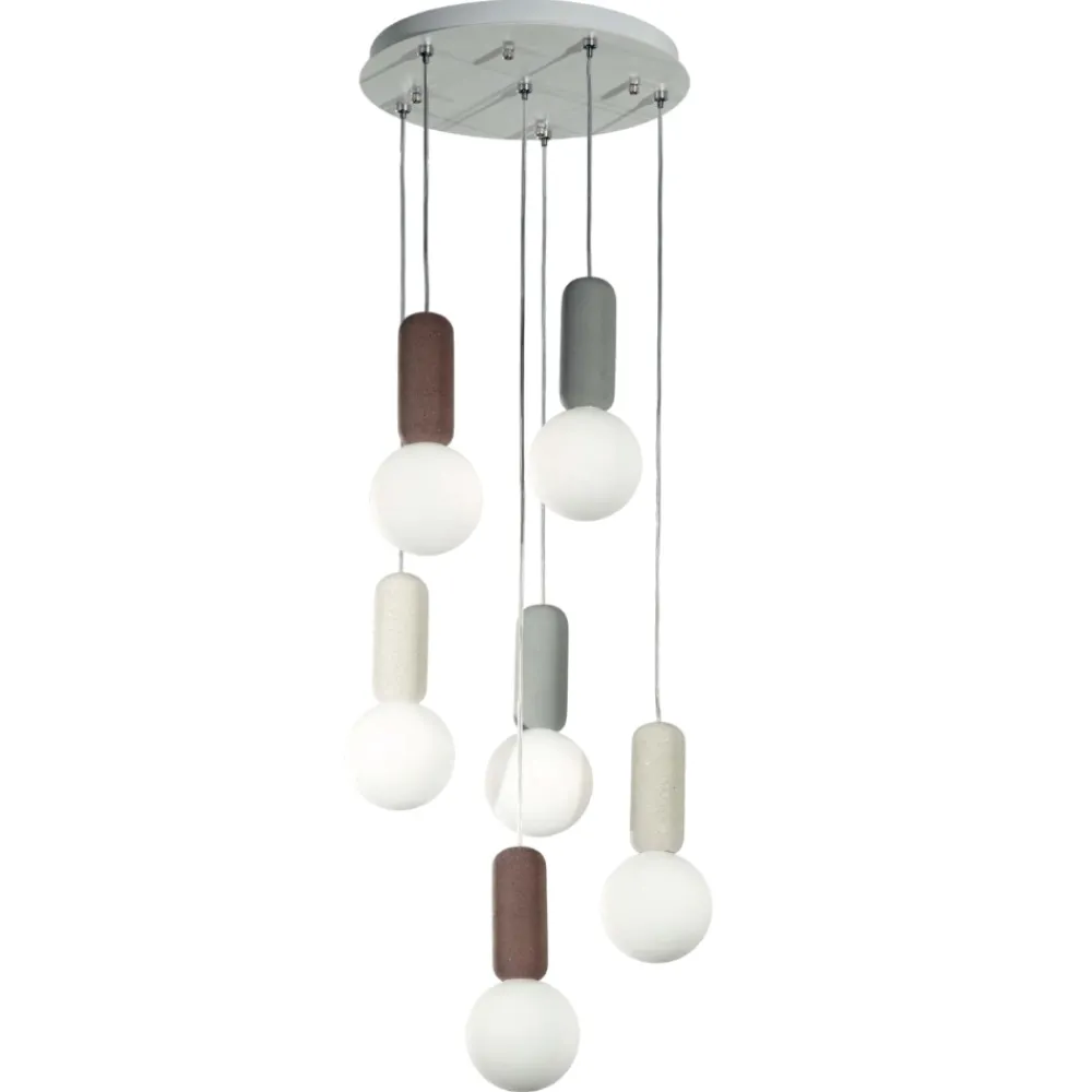 Lampadari Moderni-Ondaluce lampadario rock 6 luci cemento colorato per soggiorno