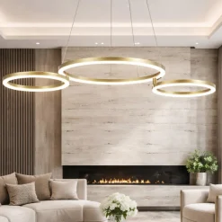 Lampadari Moderni-Ondaluce lampadario sabe oro 3 anelli orientabili led 75w 3000k dimmerabile