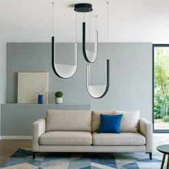Lampadari Moderni-Ondaluce lotus lampadario nero led dimmerabile vetro fume'