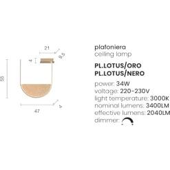 Plafoniere Moderne-Ondaluce lotus oro plafoniera led 34w 3000k dimmerabile moderna