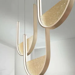 Lampadari Moderni-Ondaluce lotus 3r oro lampadario led moderno vetro ambra