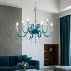Lampadari Moderni-Ondaluce lp dido lampadario otto bracci cristallo blu ottanio